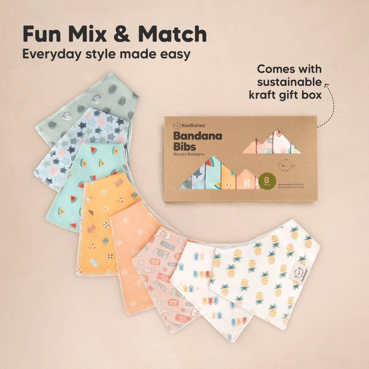 KeaBabies Organic Bandana Bibs Set - Beach Day - Image 9
