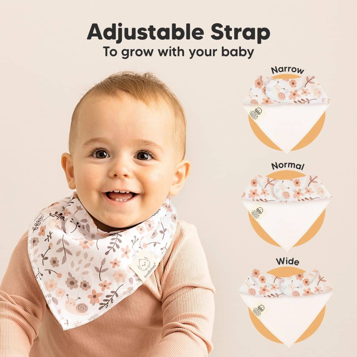 KeaBabies Organic Bandana Bibs Set - Bloom - Image 3