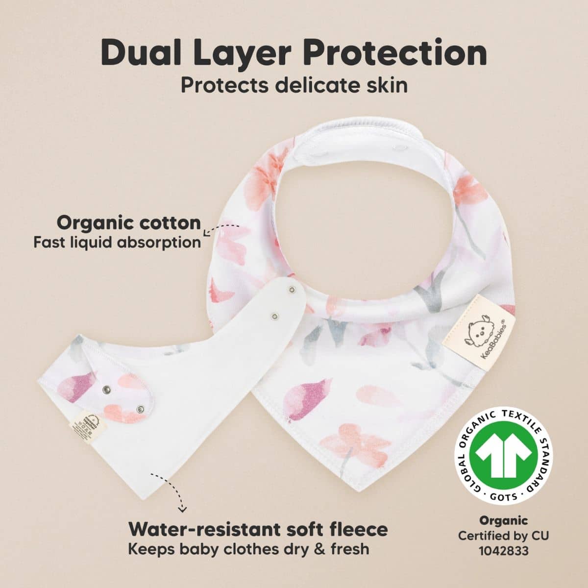 KeaBabies Organic Bandana Bibs Set - Bloom - Image 5