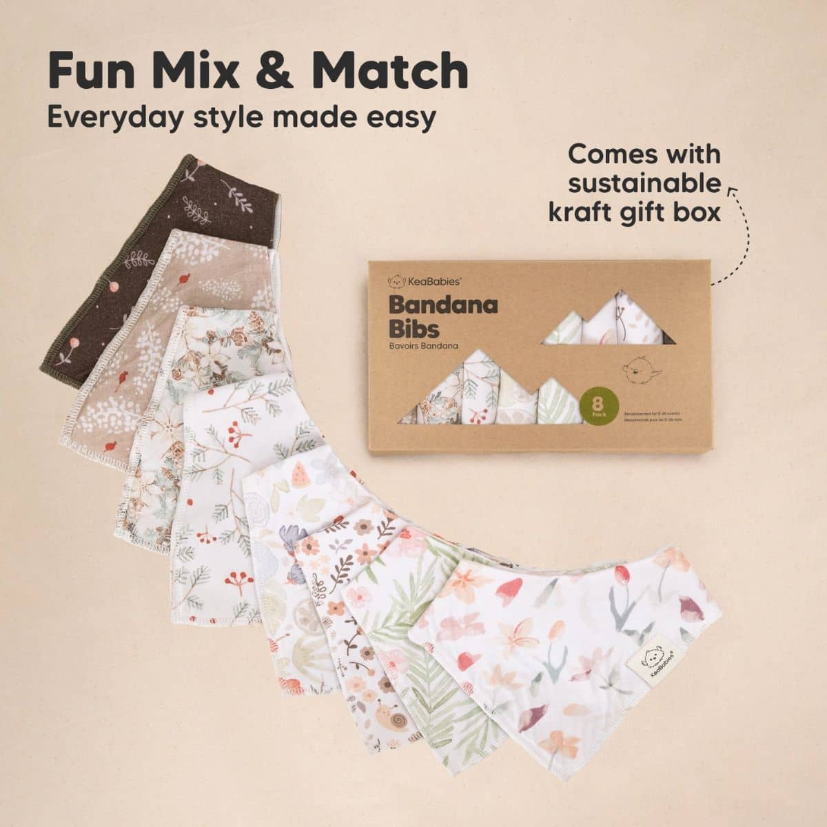 KeaBabies Organic Bandana Bibs Set - Bloom - Image 9