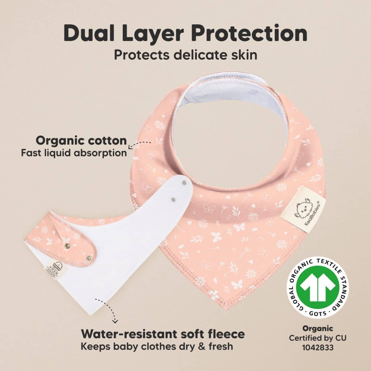 KeaBabies Organic Bandana Bibs Set - Butterflies - Image 3