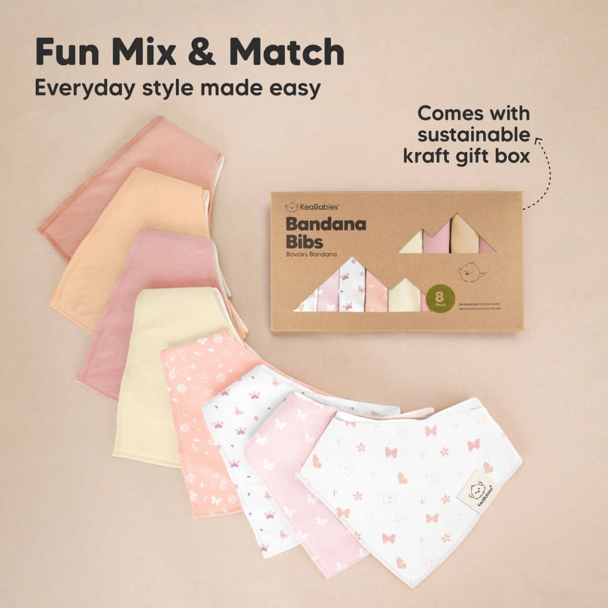 KeaBabies Organic Bandana Bibs Set - Butterflies - Image 8