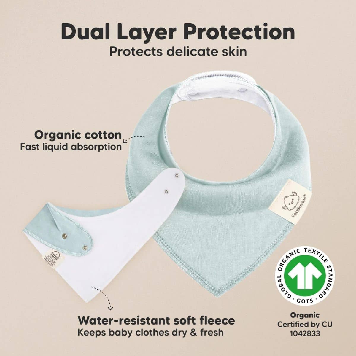 KeaBabies Organic Bandana Bibs Set - Daybreak - Image 3