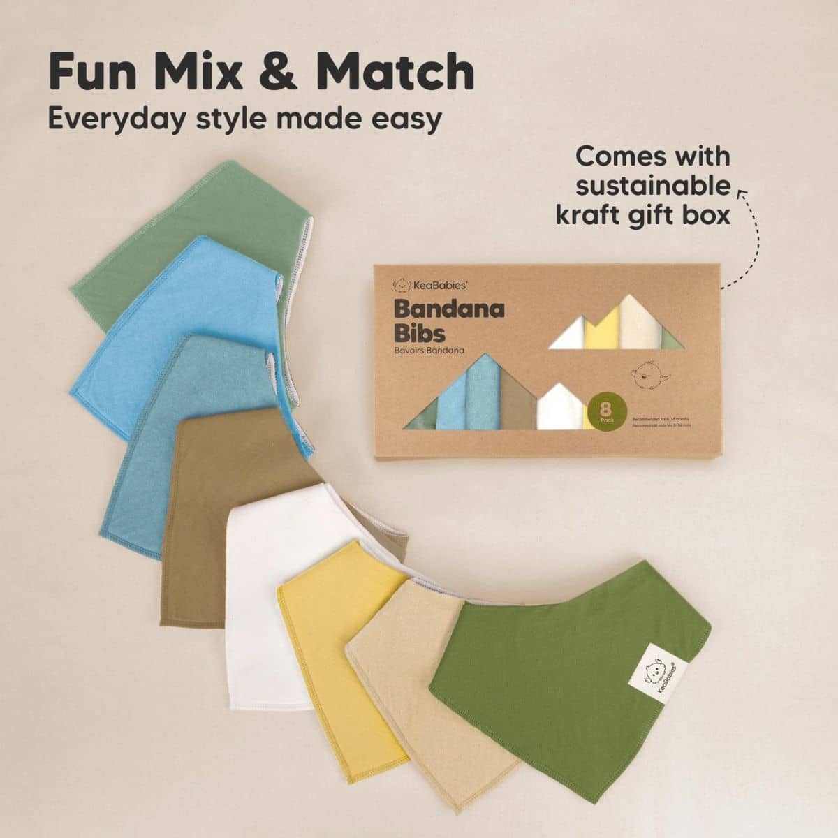 KeaBabies Organic Bandana Bibs Set - Daybreak - Image 8
