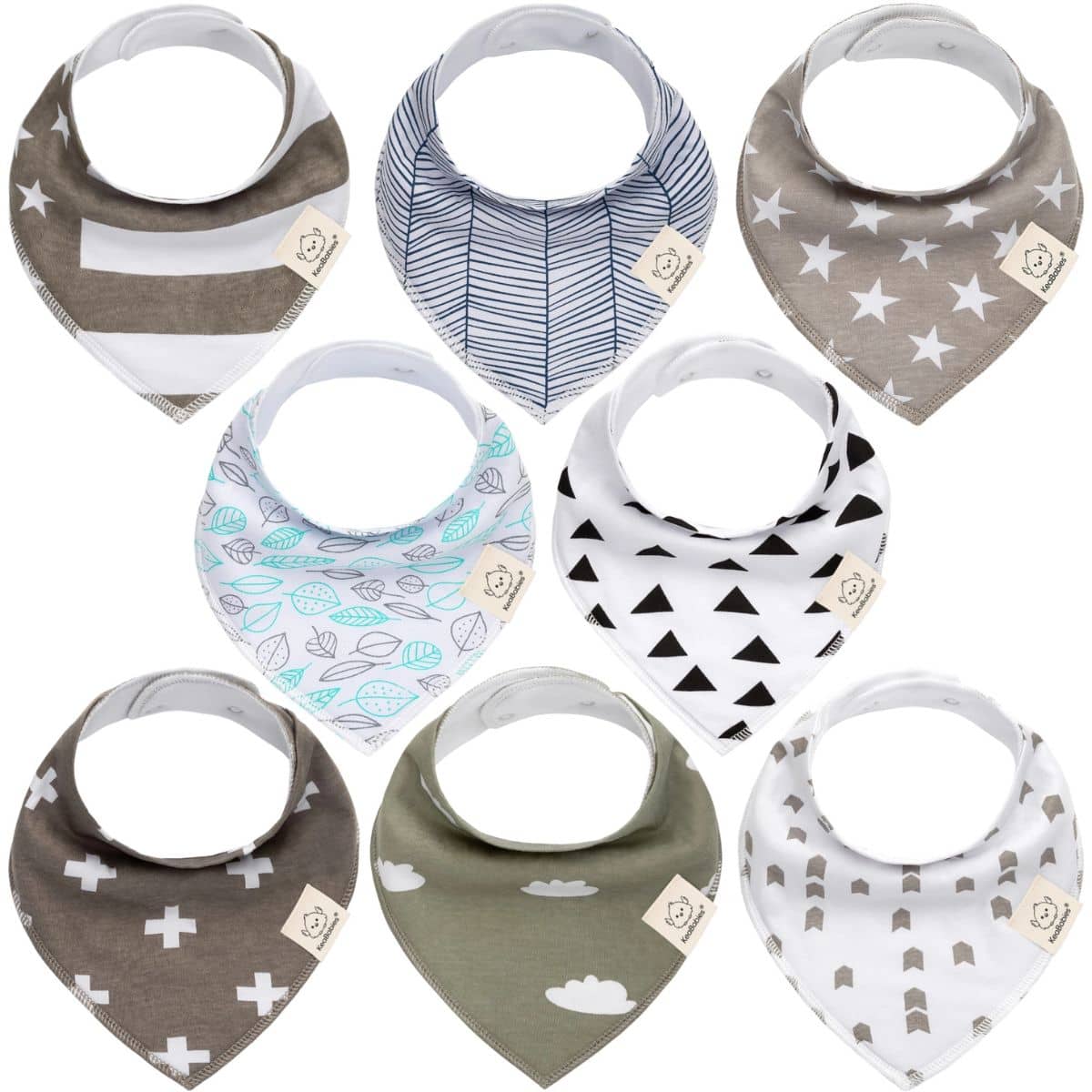 KeaBabies Organic Bandana Bibs Set - Grayscape