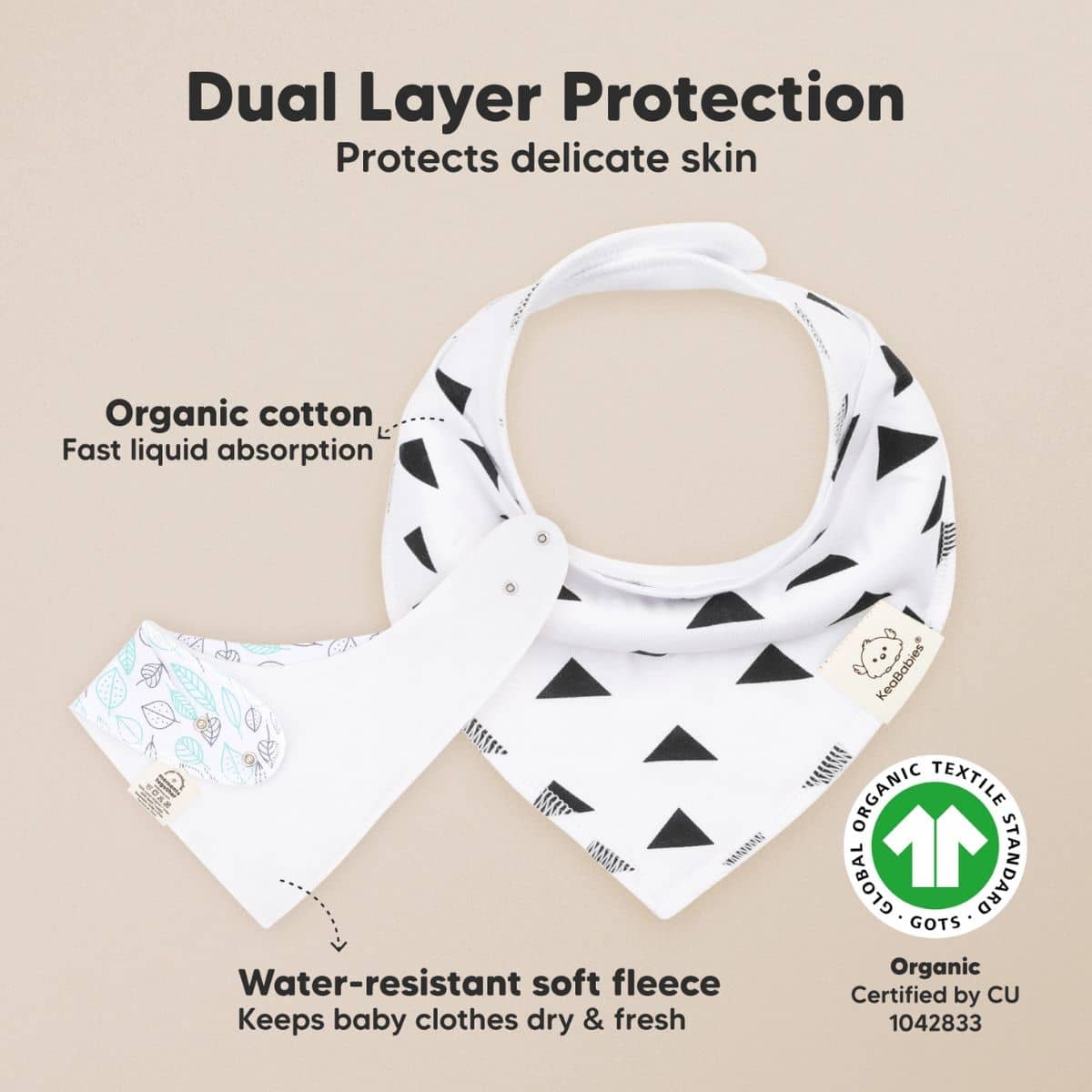 KeaBabies Organic Bandana Bibs Set - Grayscape - Image 3