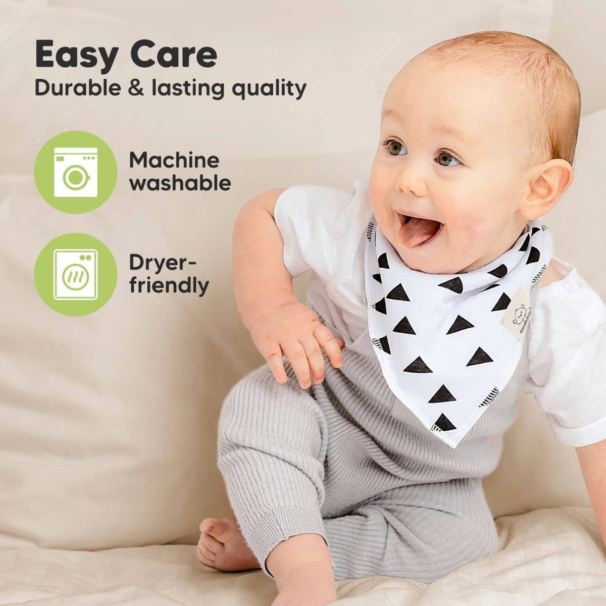 KeaBabies Organic Bandana Bibs Set - Grayscape - Image 6