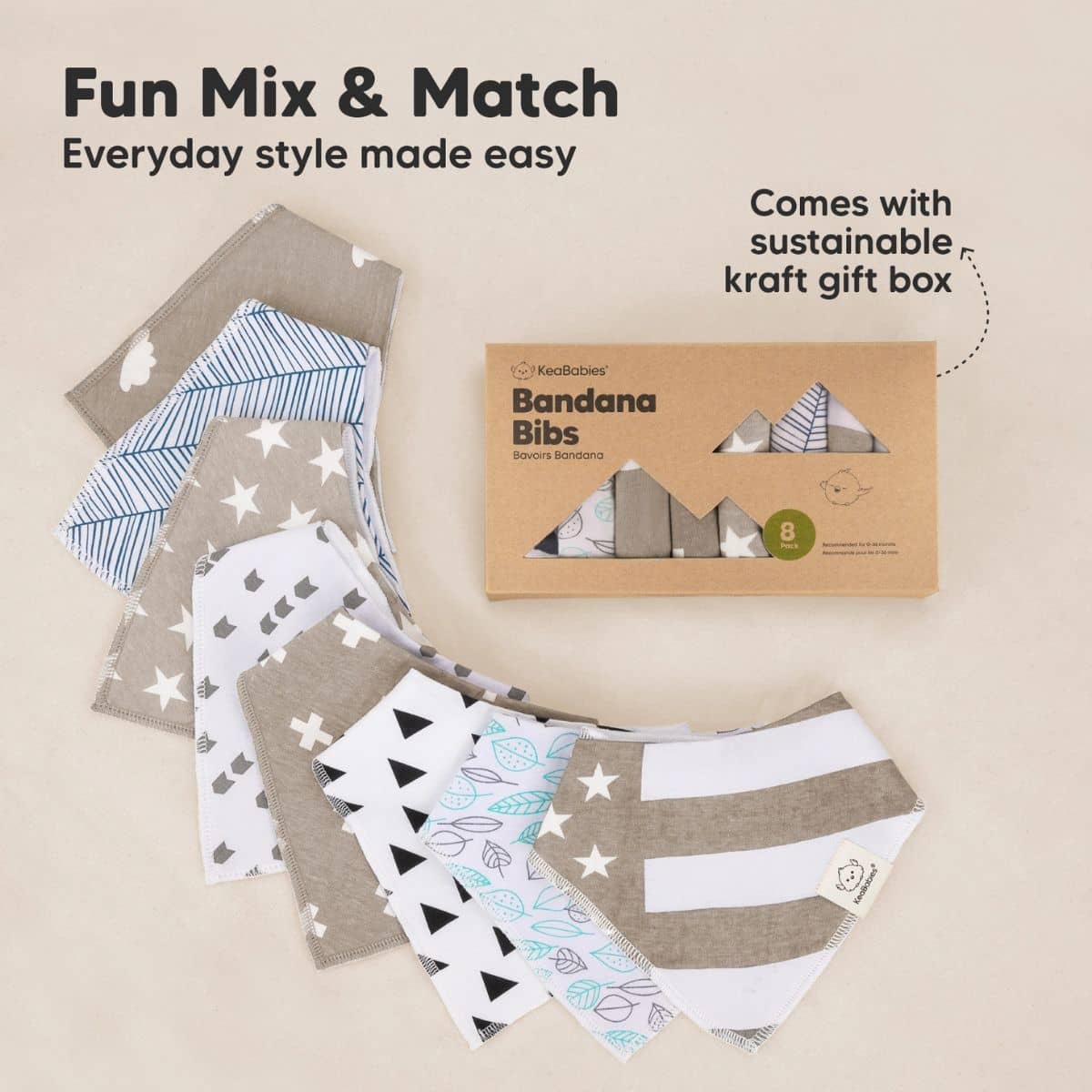 KeaBabies Organic Bandana Bibs Set - Grayscape - Image 9