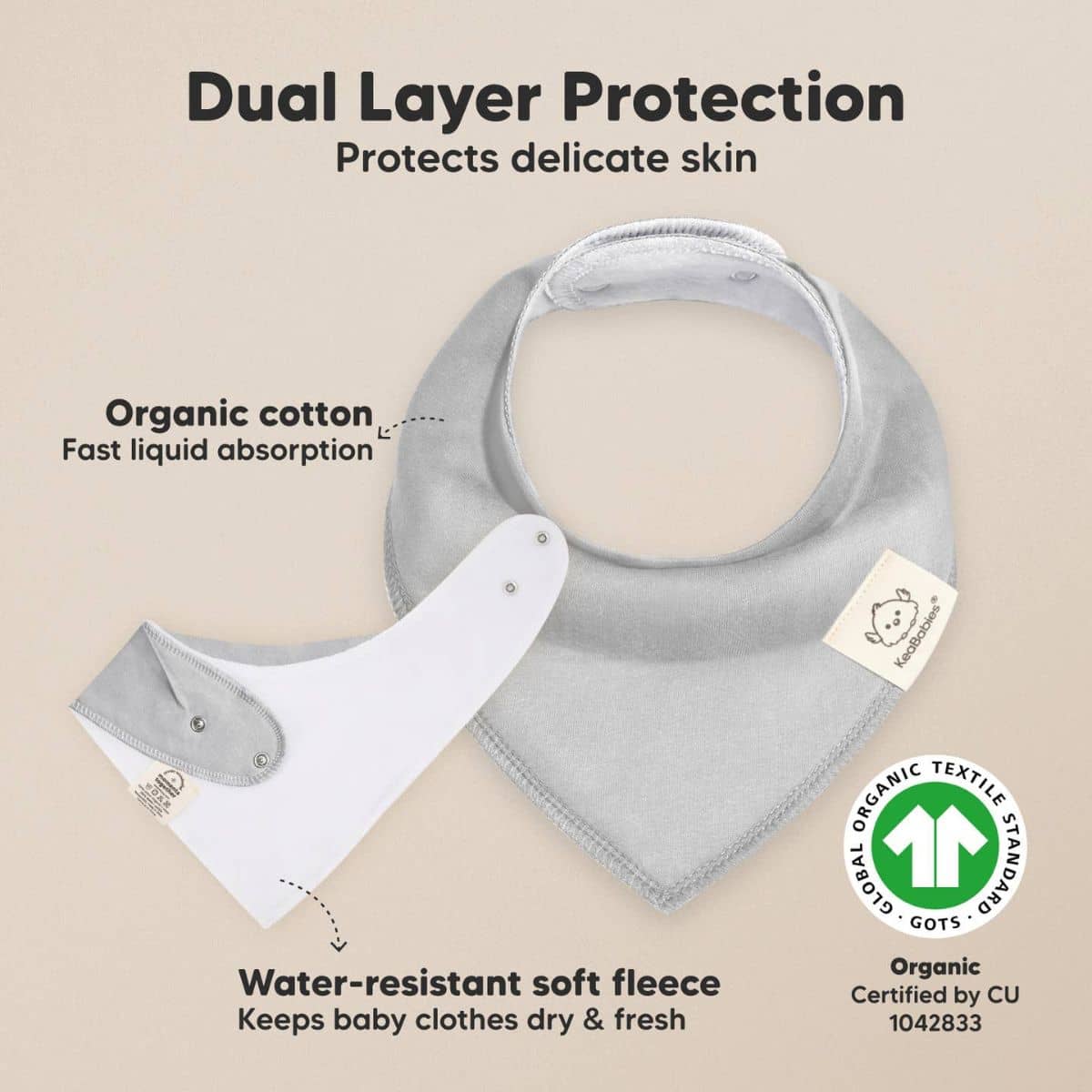 KeaBabies Organic Bandana Bibs Set - Hunter - Image 3