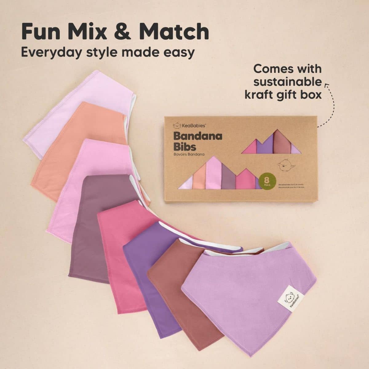 KeaBabies Organic Bandana Bibs Set - Lilac - Image 9