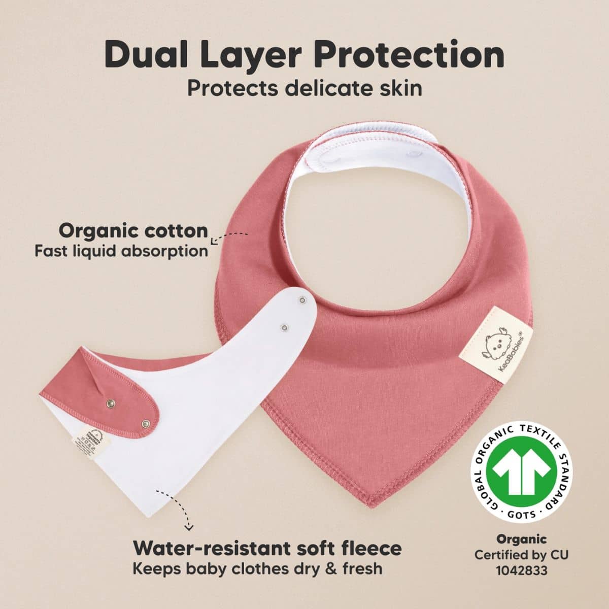 KeaBabies Organic Bandana Bibs Set - Muted Pastel - Image 3