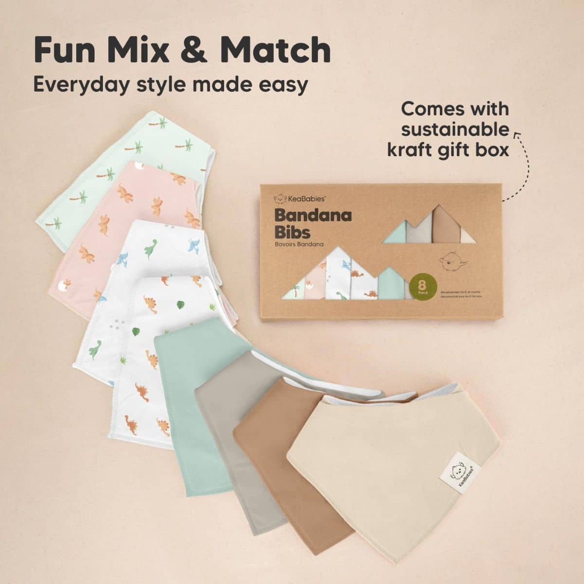 KeaBabies Organic Bandana Bibs Set - Roarsome - Image 9