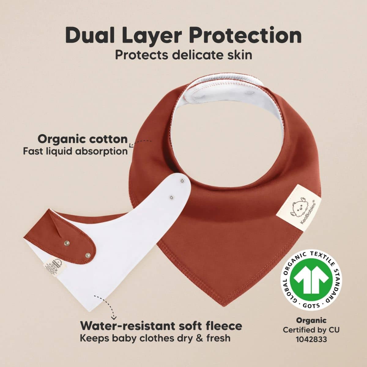 KeaBabies Organic Bandana Bibs Set - Sahara - Image 3