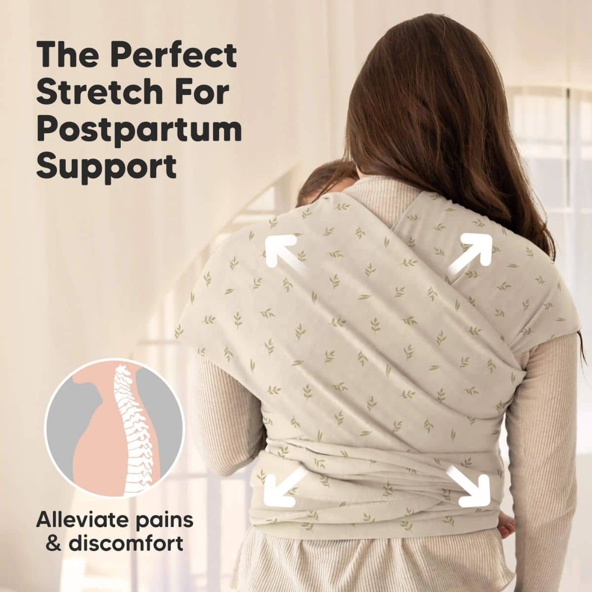 KeaBabies Original Baby Wrap Carrier - Leafy - Image 5