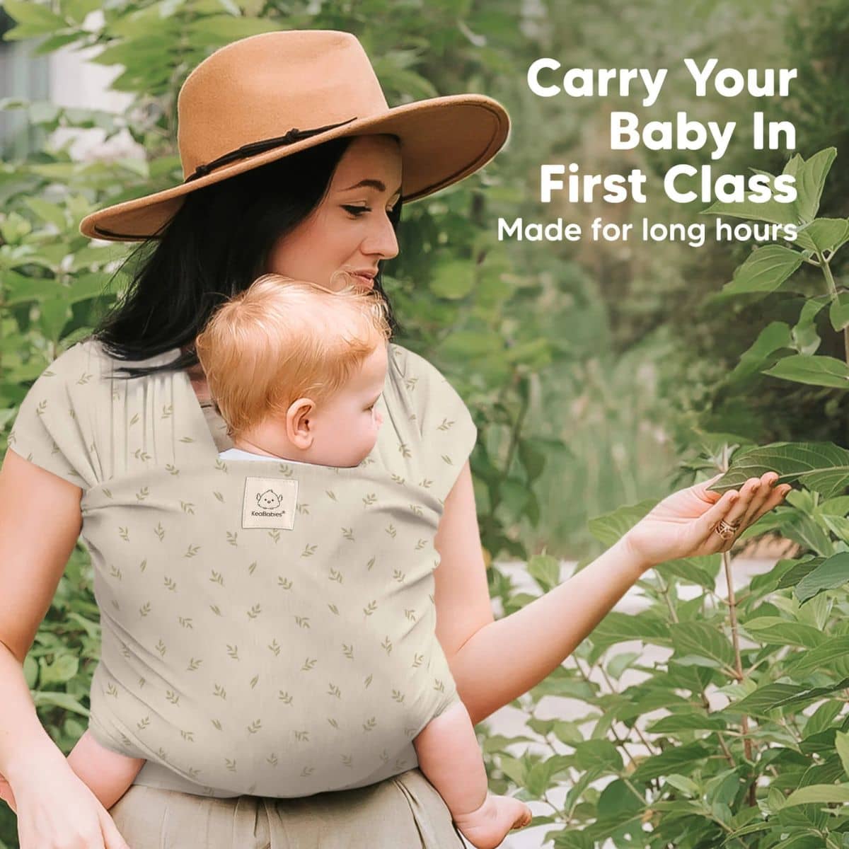 KeaBabies Original Baby Wrap Carrier - Leafy - Image 6