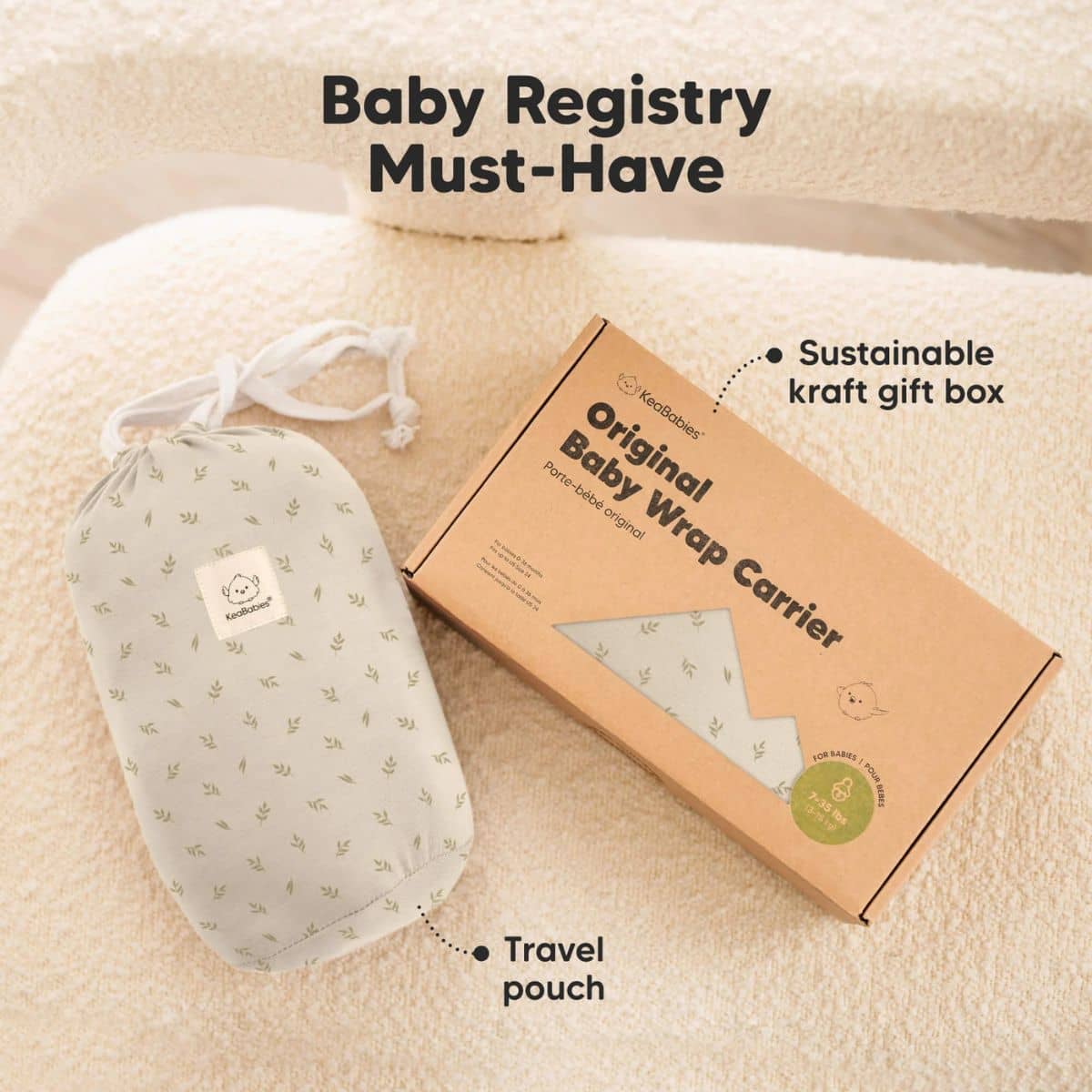 KeaBabies Original Baby Wrap Carrier - Leafy - Image 8