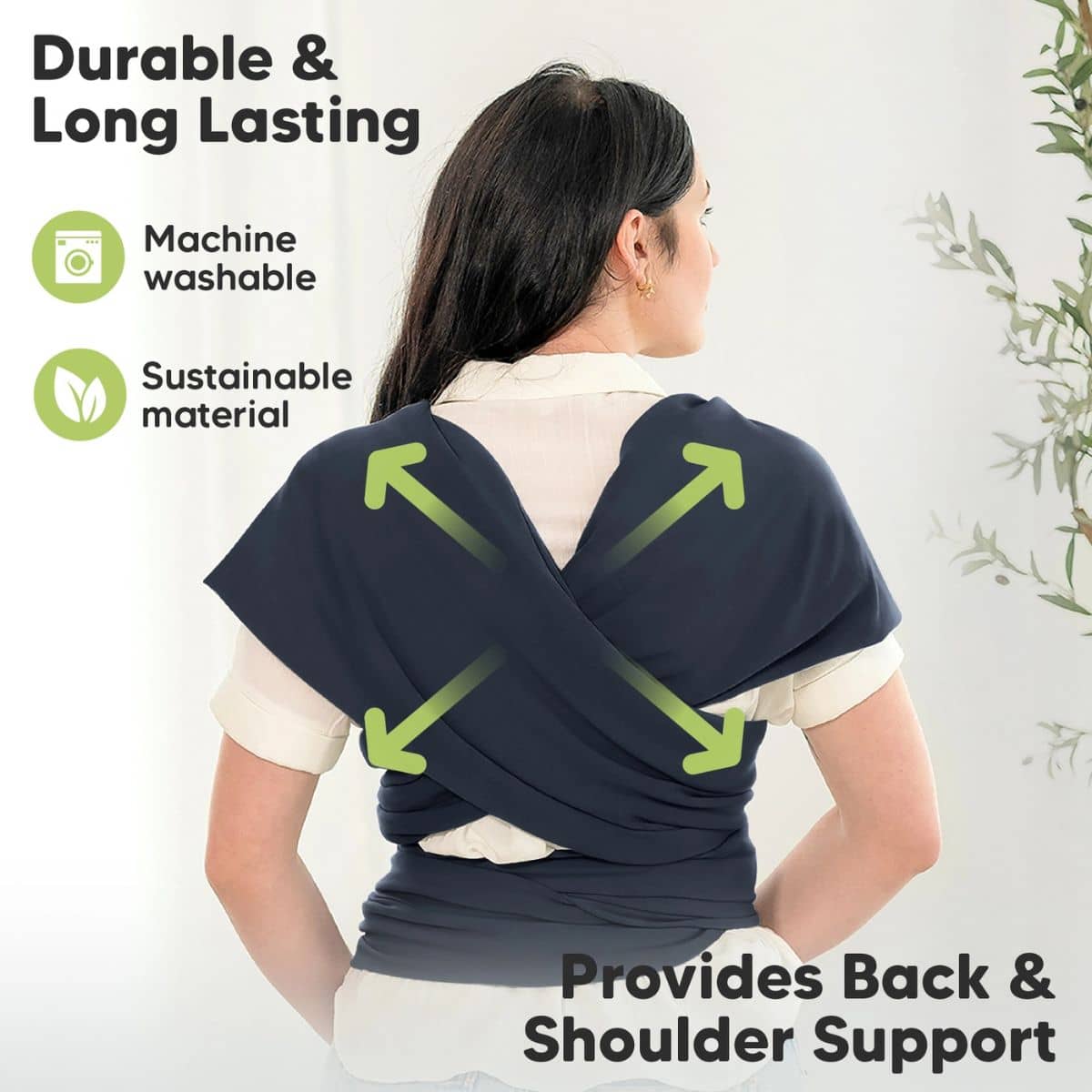 KeaBabies Original Baby Wrap Carrier - Midnight - Image 5