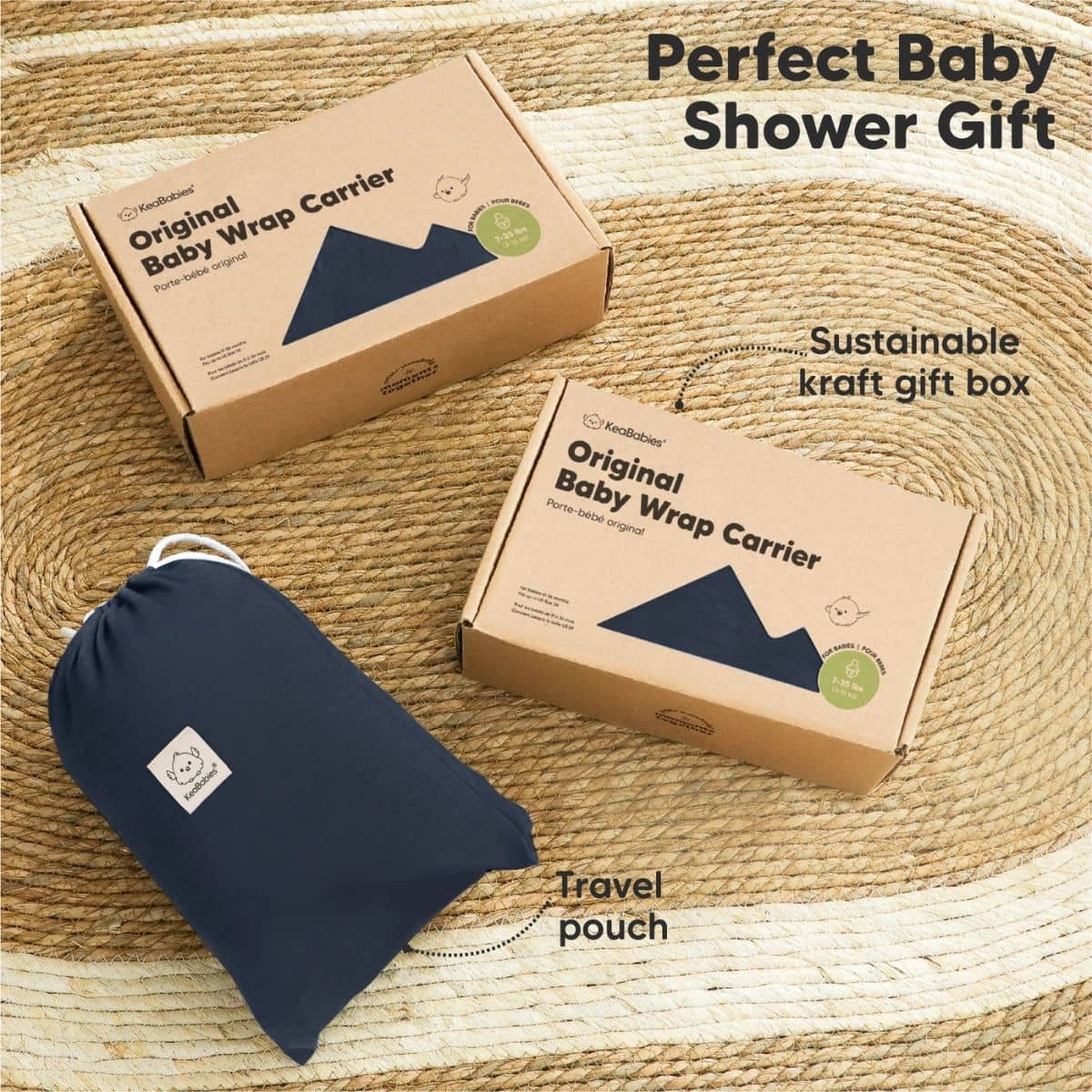 KeaBabies Original Baby Wrap Carrier - Midnight - Image 6