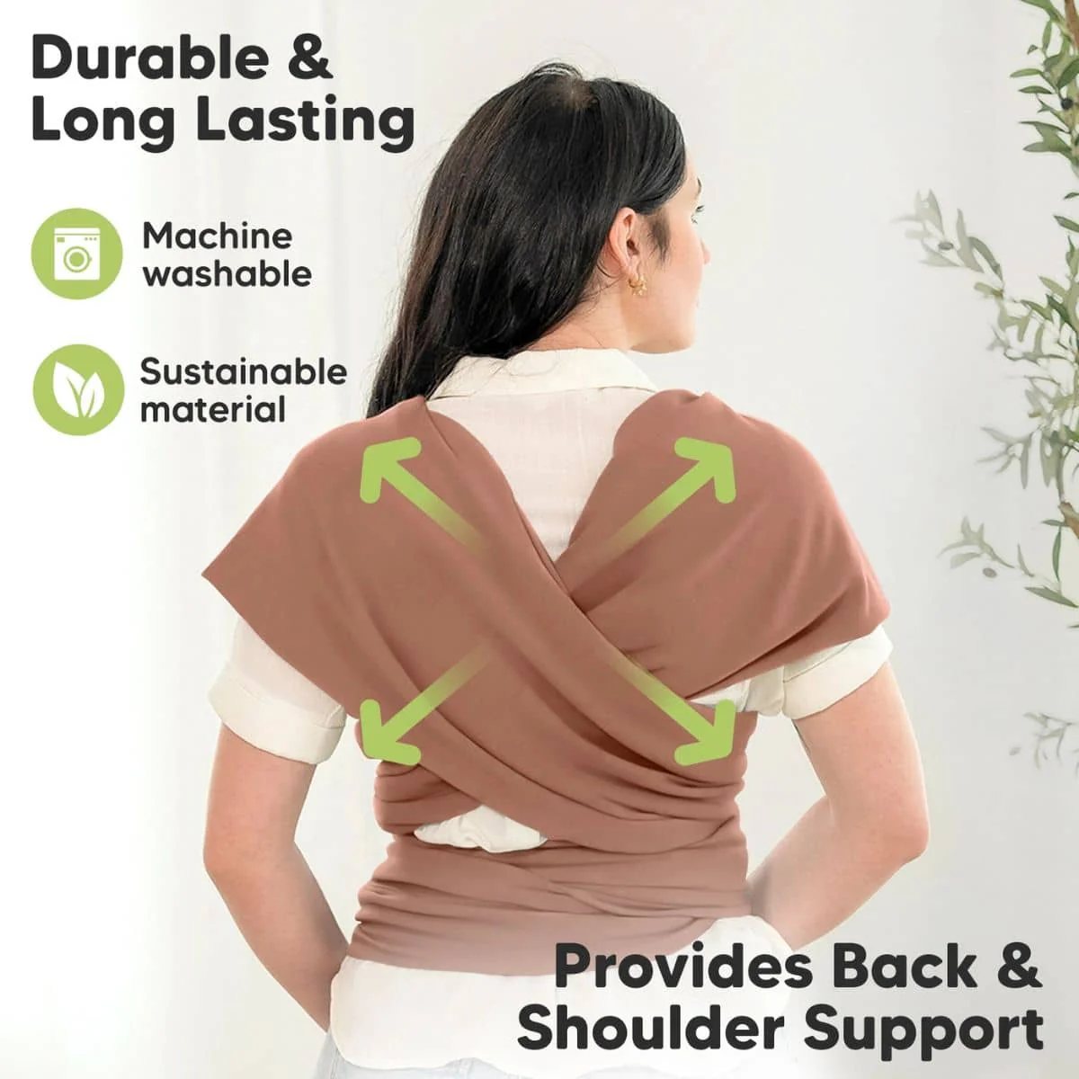 KeaBabies Original Baby Wrap Carrier - Terracotta - Image 3