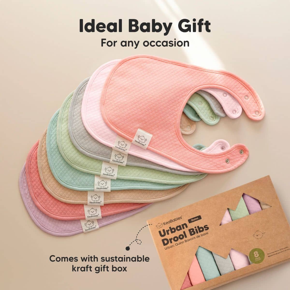 KeaBabies Quin Organic Baby Bibs Set - Muted Pastel - Image 7