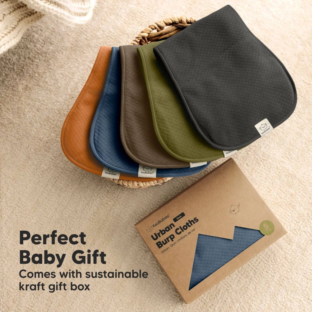 KeaBabies Quin Organic Burp Cloths - Basic - Image 8