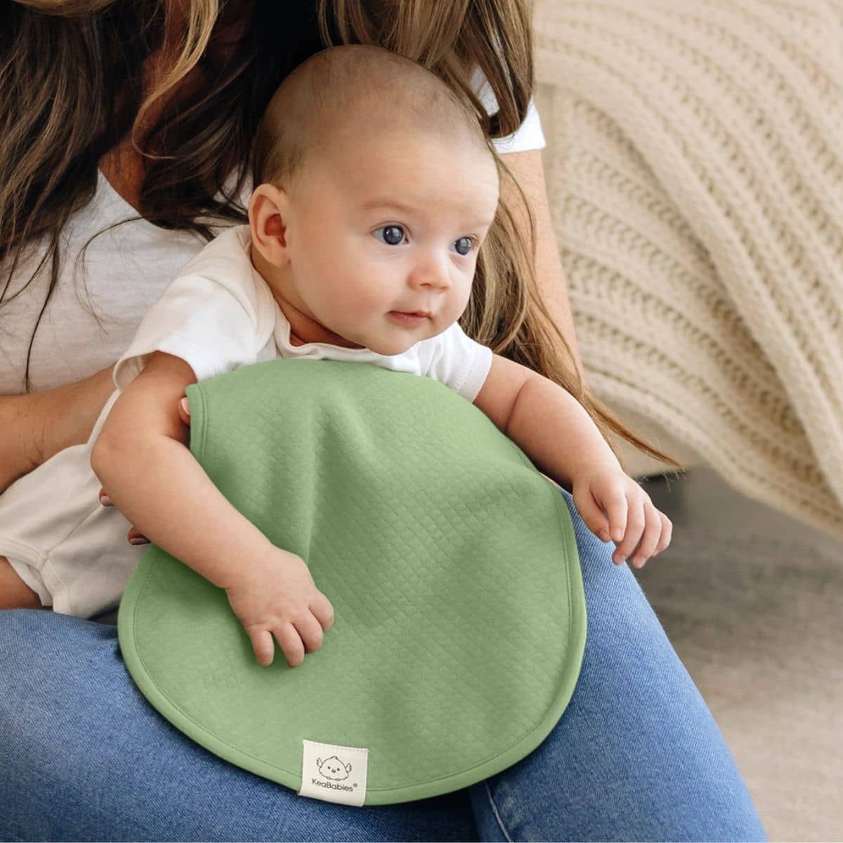 KeaBabies Quin Organic Burp Cloths - Dew - Image 2