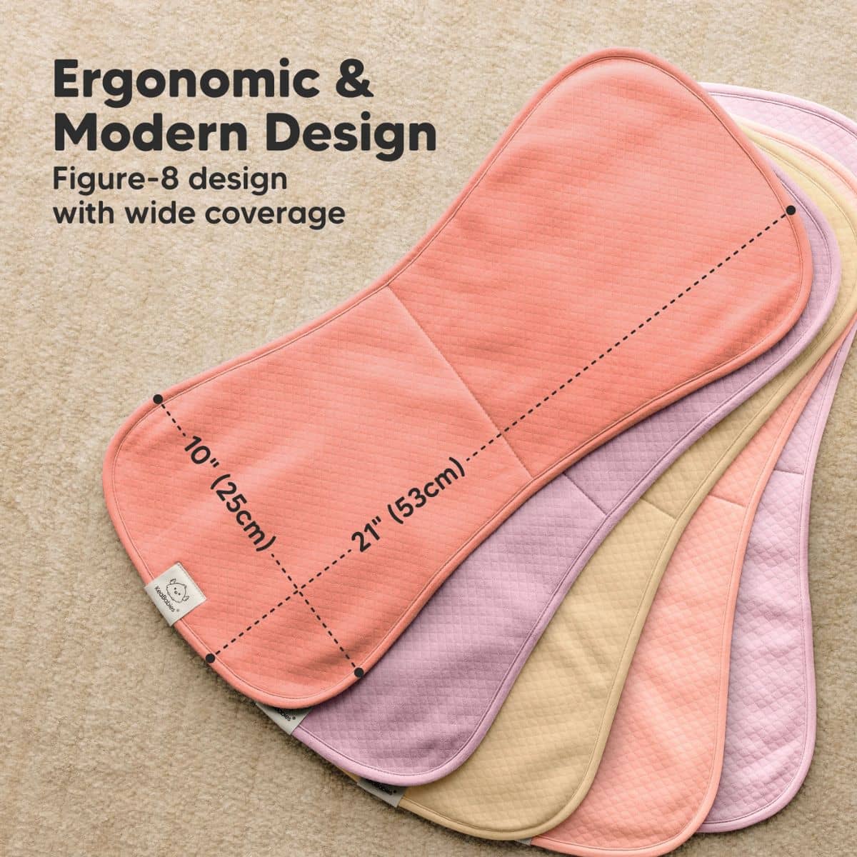KeaBabies Quin Organic Burp Cloths - Muted Pastel - Image 5