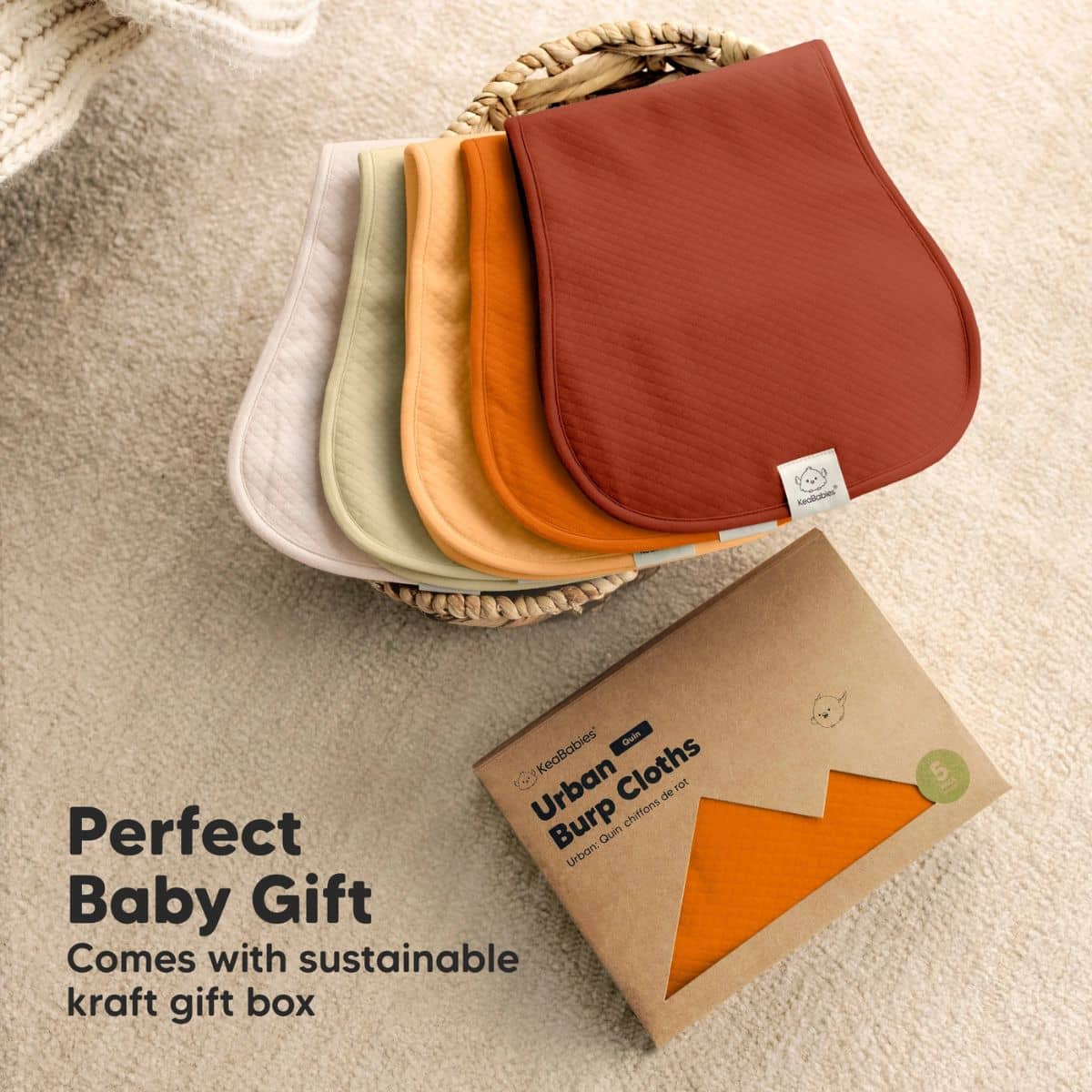 KeaBabies Quin Organic Burp Cloths - Sahara - Image 8