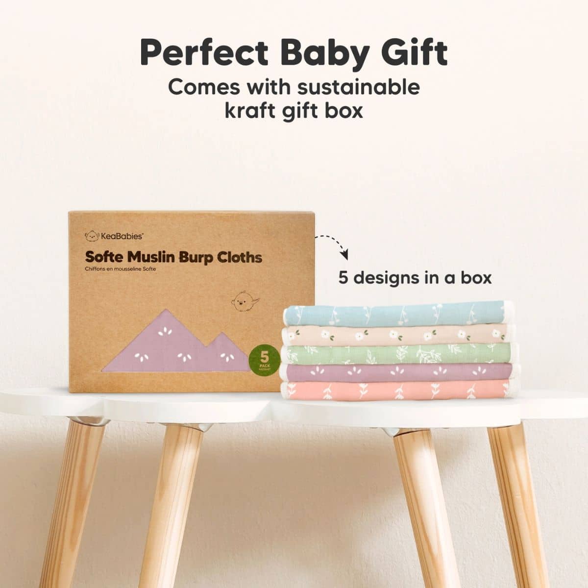 KeaBabies Softe Muslin Burp Cloths - Blooms - Image 9
