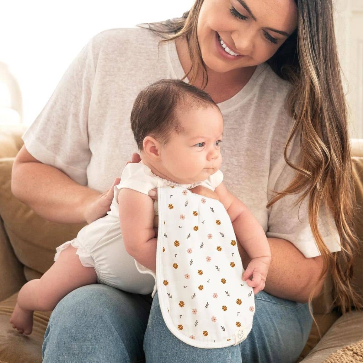 KeaBabies Softe Muslin Burp Cloths - Petals - Image 6