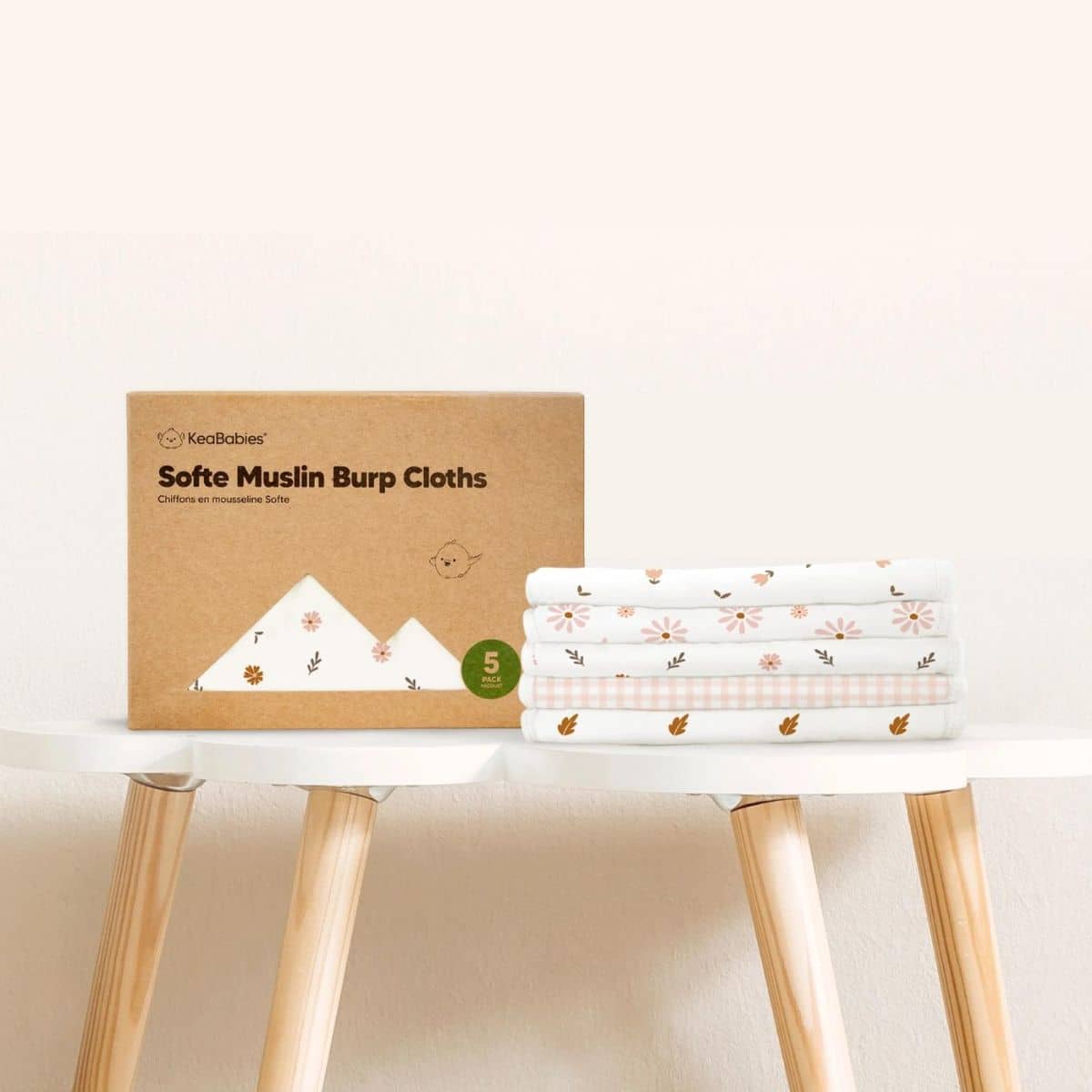 KeaBabies Softe Muslin Burp Cloths - Petals - Image 9