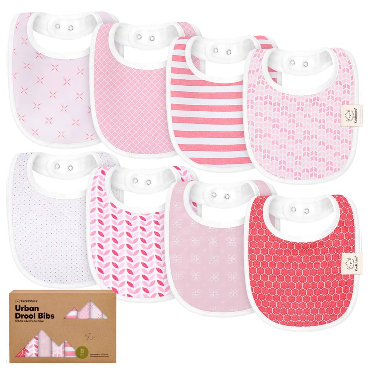 KeaBabies Urban Organic Baby Bibs Set - Blush