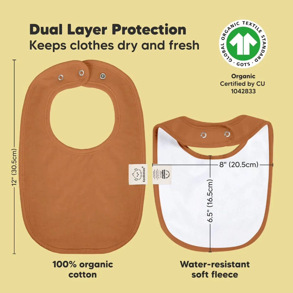 KeaBabies Urban Organic Baby Bibs Set - Terracotta - Image 7