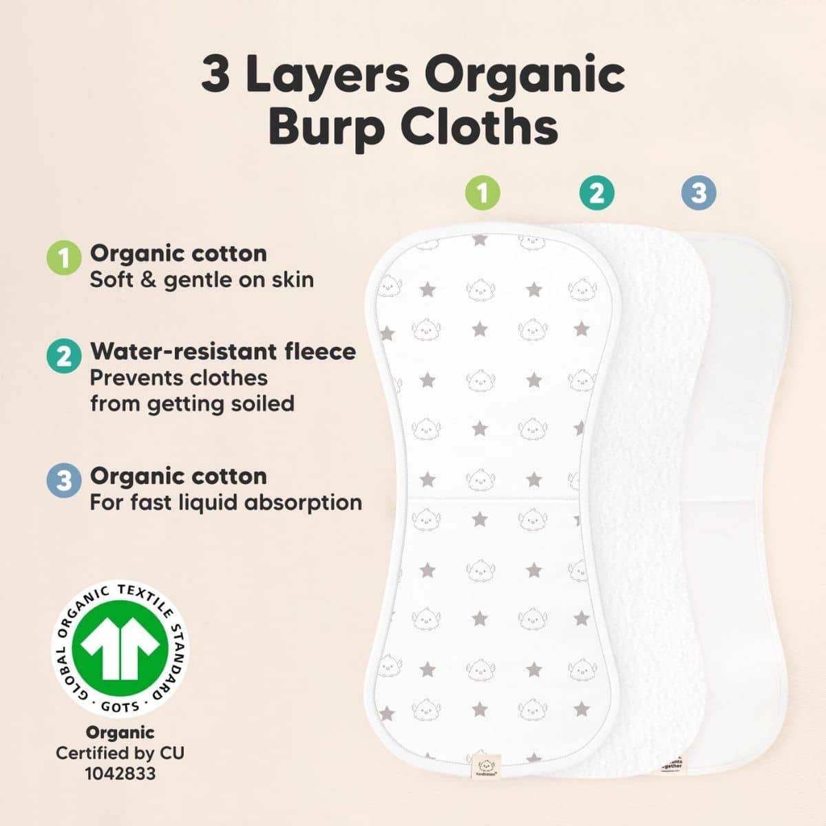 KeaBabies Urban Organic Burp Cloths - Constellation - Image 5