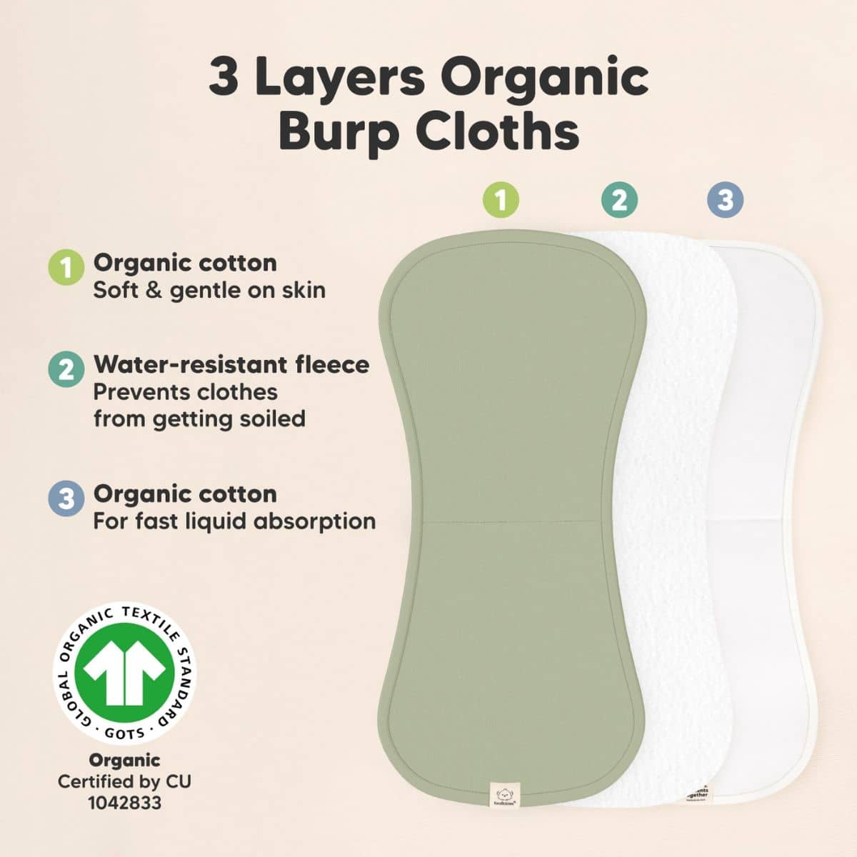 KeaBabies Urban Organic Burp Cloths - Embrace - Image 5