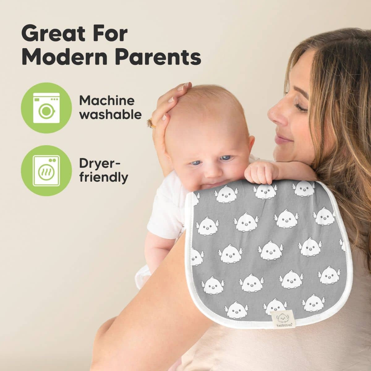 KeaBabies Urban Organic Burp Cloths - Grayscape - Image 7