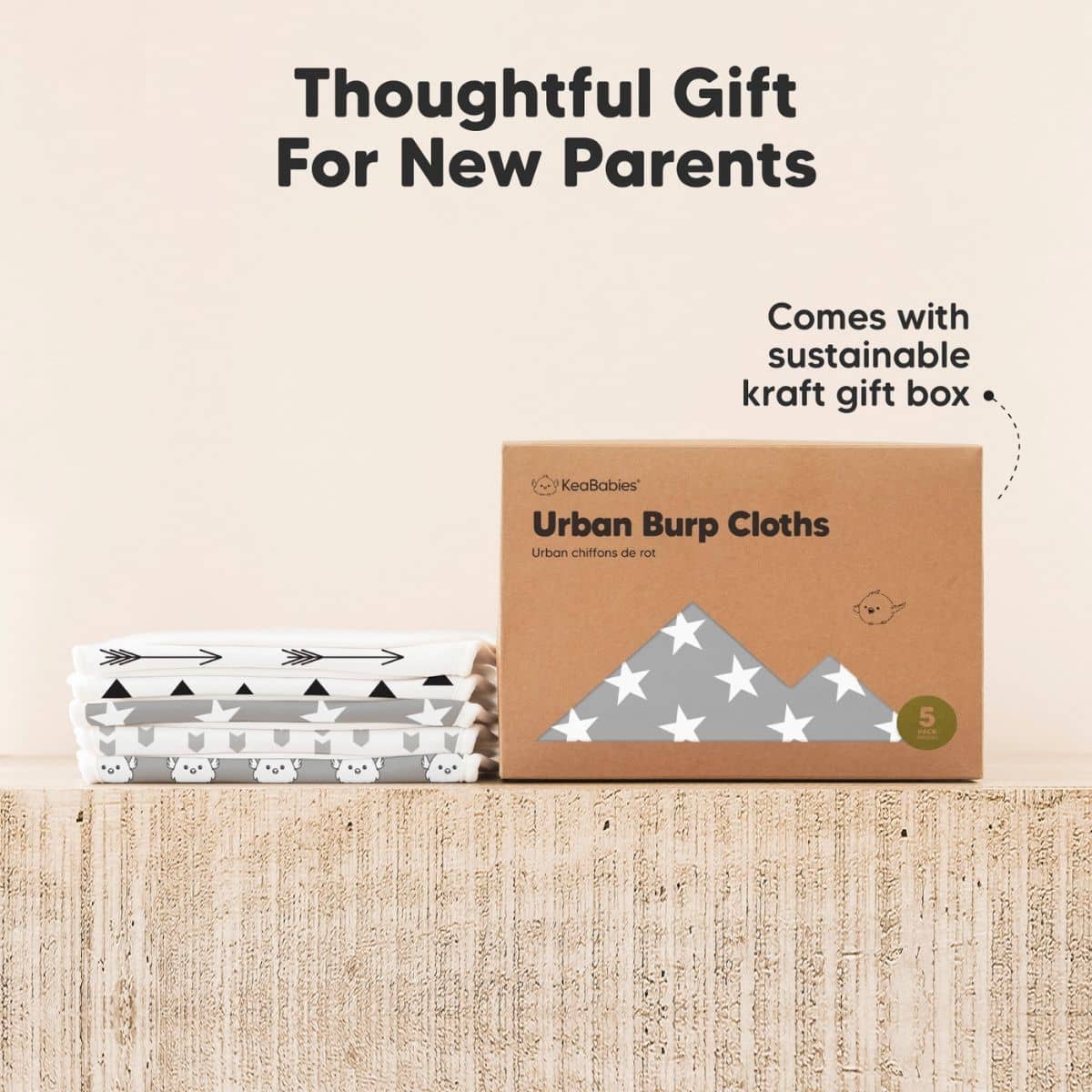 KeaBabies Urban Organic Burp Cloths - Grayscape - Image 9