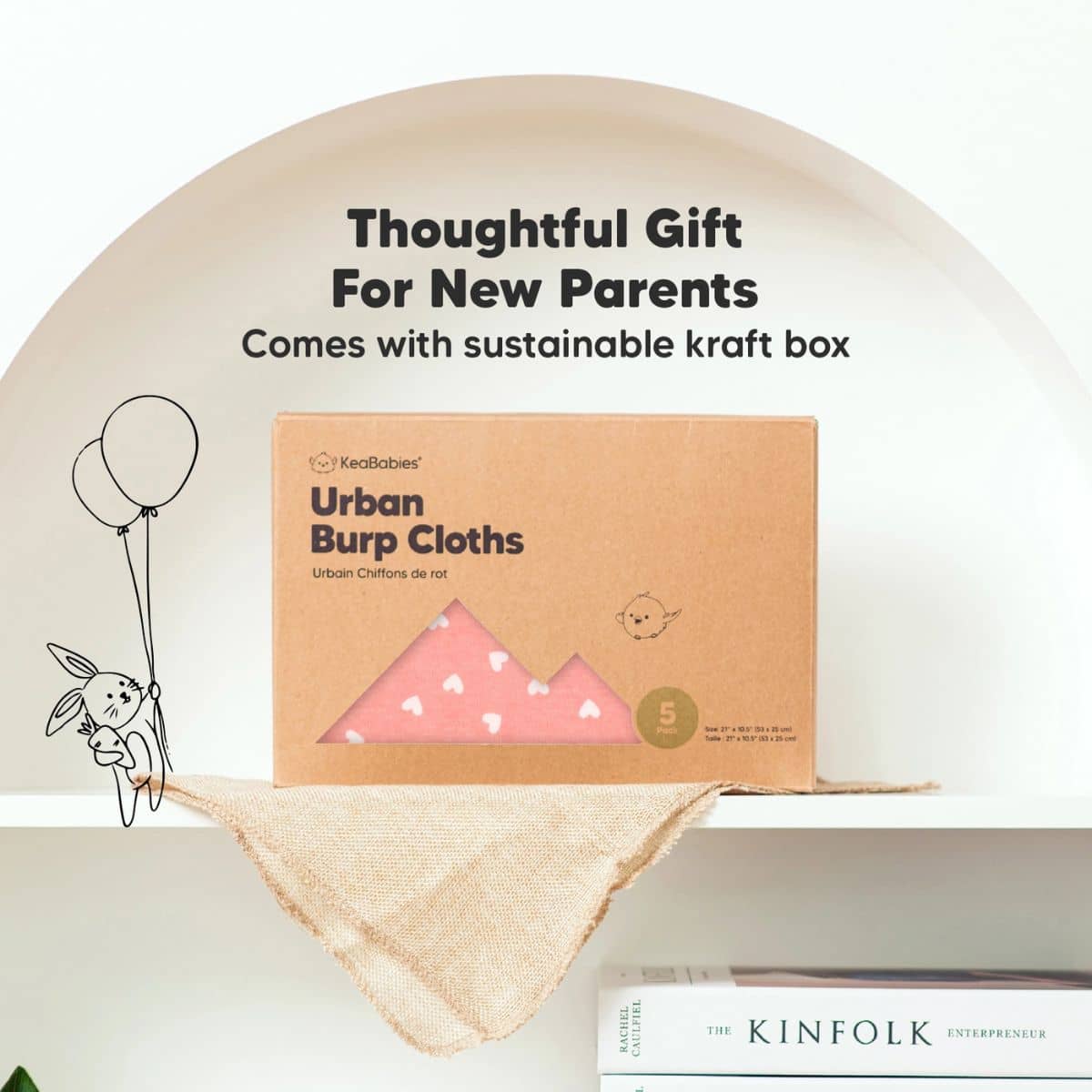 KeaBabies Urban Organic Burp Cloths - Pink Dreams - Image 7