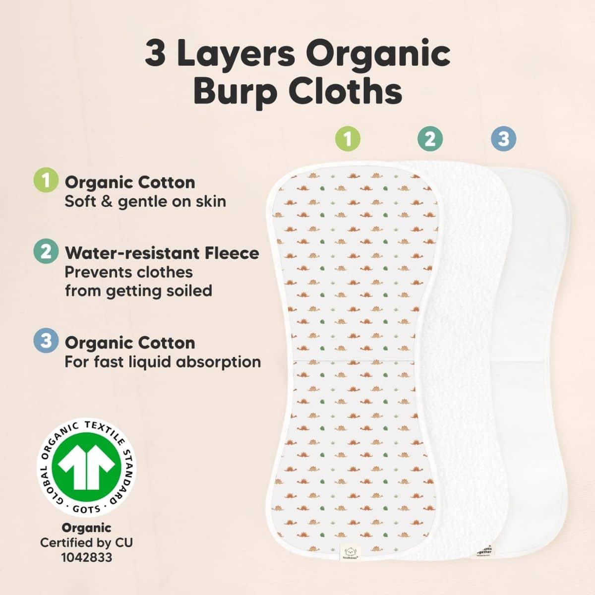KeaBabies Urban Organic Burp Cloths - Roarsome - Image 5