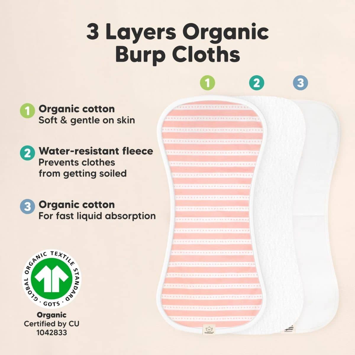 KeaBabies Urban Organic Burp Cloths - Sweet Charm - Image 5