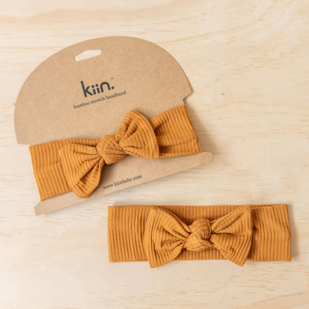 Kiin Baby Bamboo Stretch Bow Headband - Caramel - Image 3