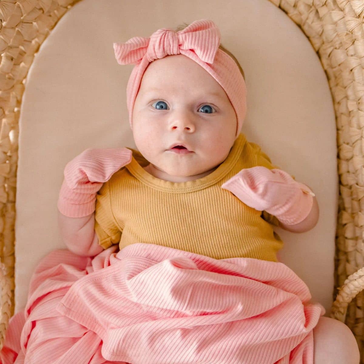Kiin Baby Bamboo Stretch Bow Headband - Peony - Image 3