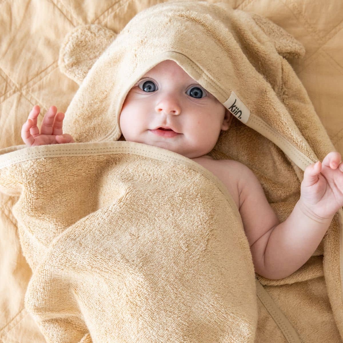 Kiin Baby Hooded Towel - Oat - Image 2