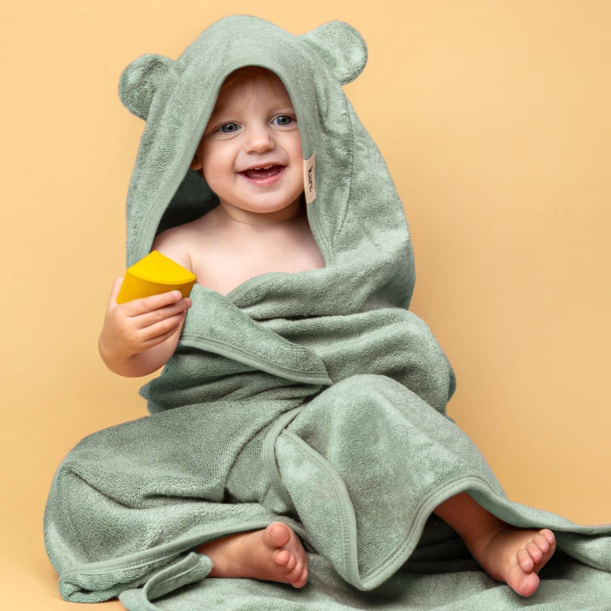 Kiin Baby Hooded Towel - Sage - Image 2