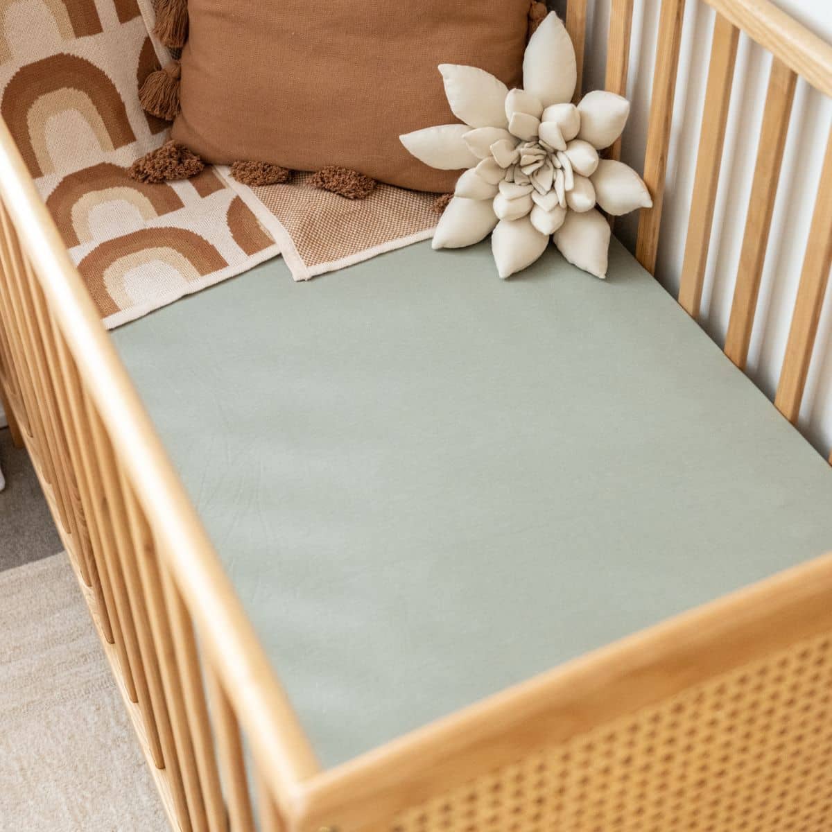 Kiin Baby Organic Cot Sheet - Sage - Image 2