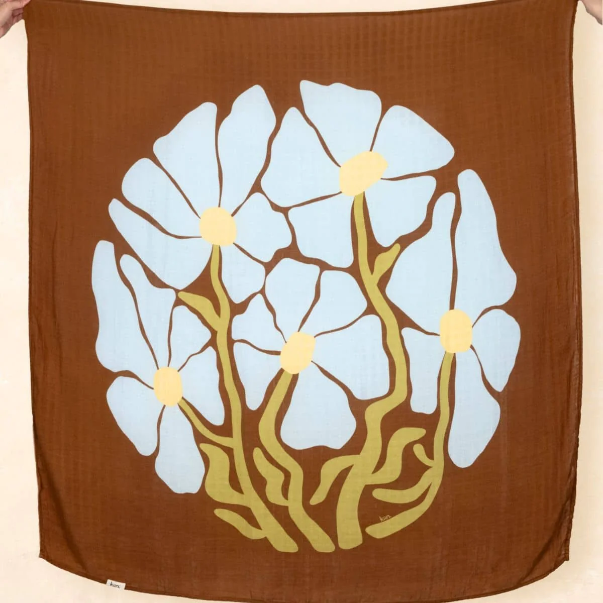 Kiin Baby Organic Muslin Swaddle - Limited Edition - Fleur Umber - Image 3