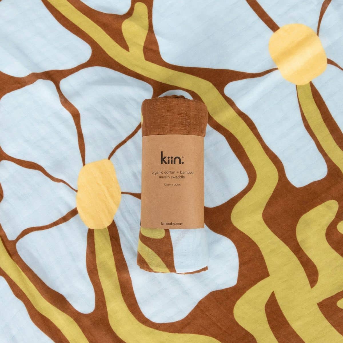 Kiin Baby Organic Muslin Swaddle - Limited Edition - Fleur Umber - Image 4