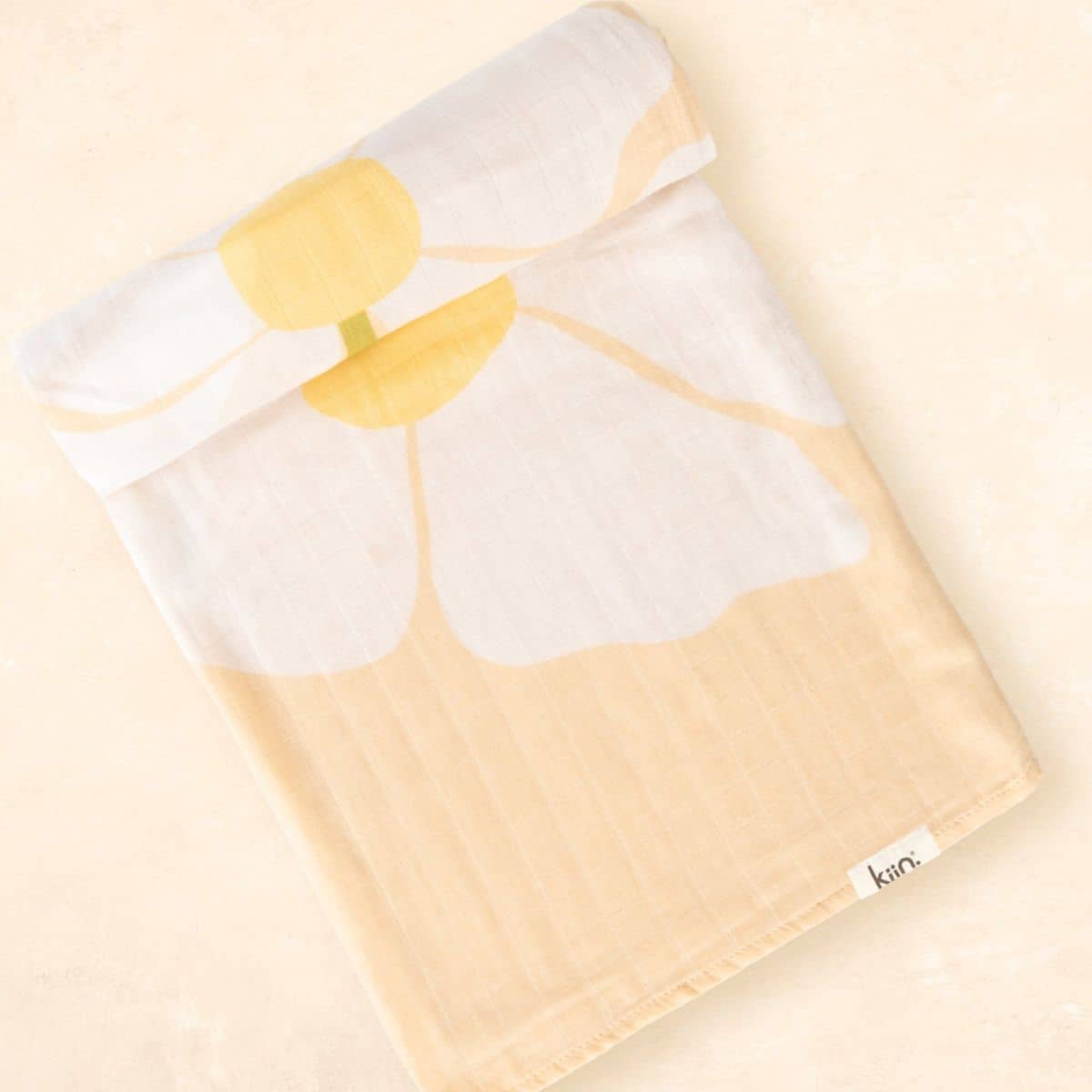 Kiin Baby Organic Muslin Swaddle - Limited Edition - Fleur Warm Oat - Image 7