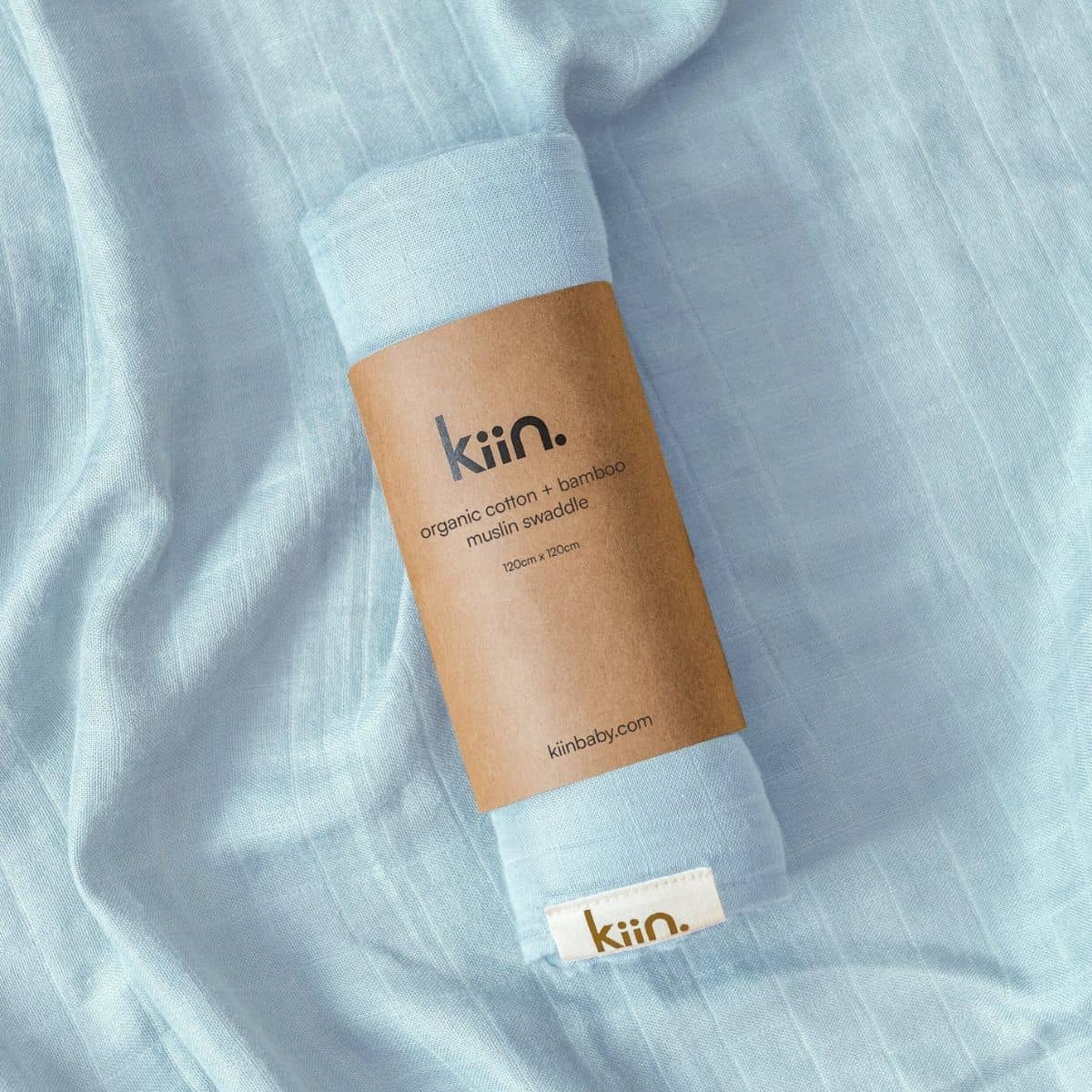 Kiin Baby Organic Muslin Swaddle - Pastel Sky - Image 2