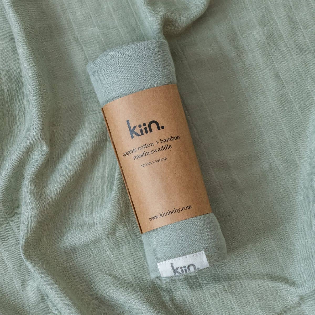 Kiin Baby Organic Muslin Swaddle - Sage - Image 2